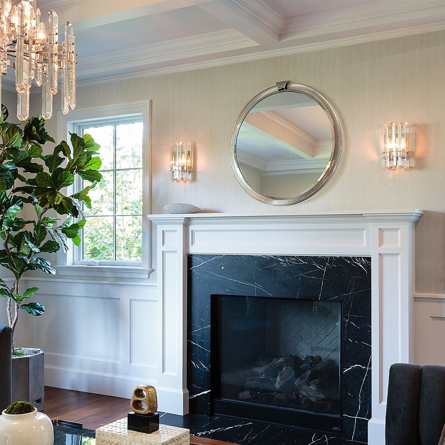 Brownstone Round Acrylic Mirror