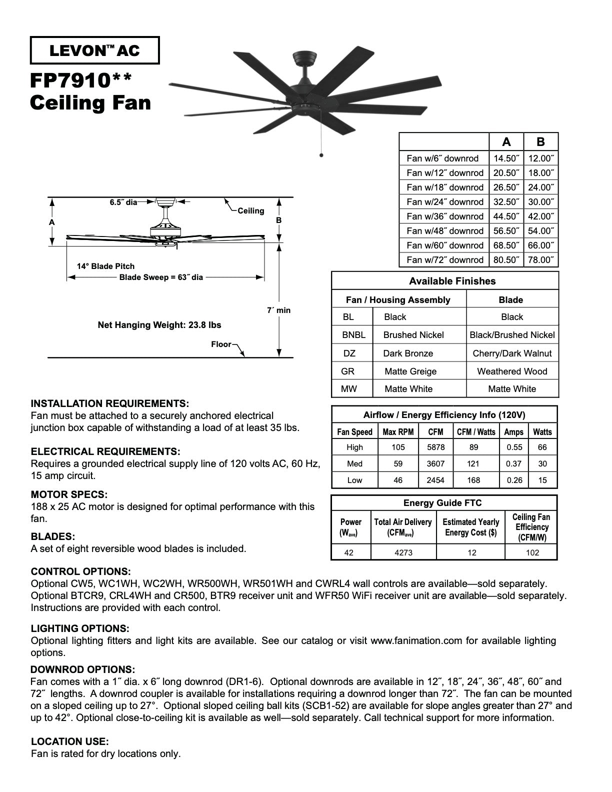 Levon AC 63" Fan