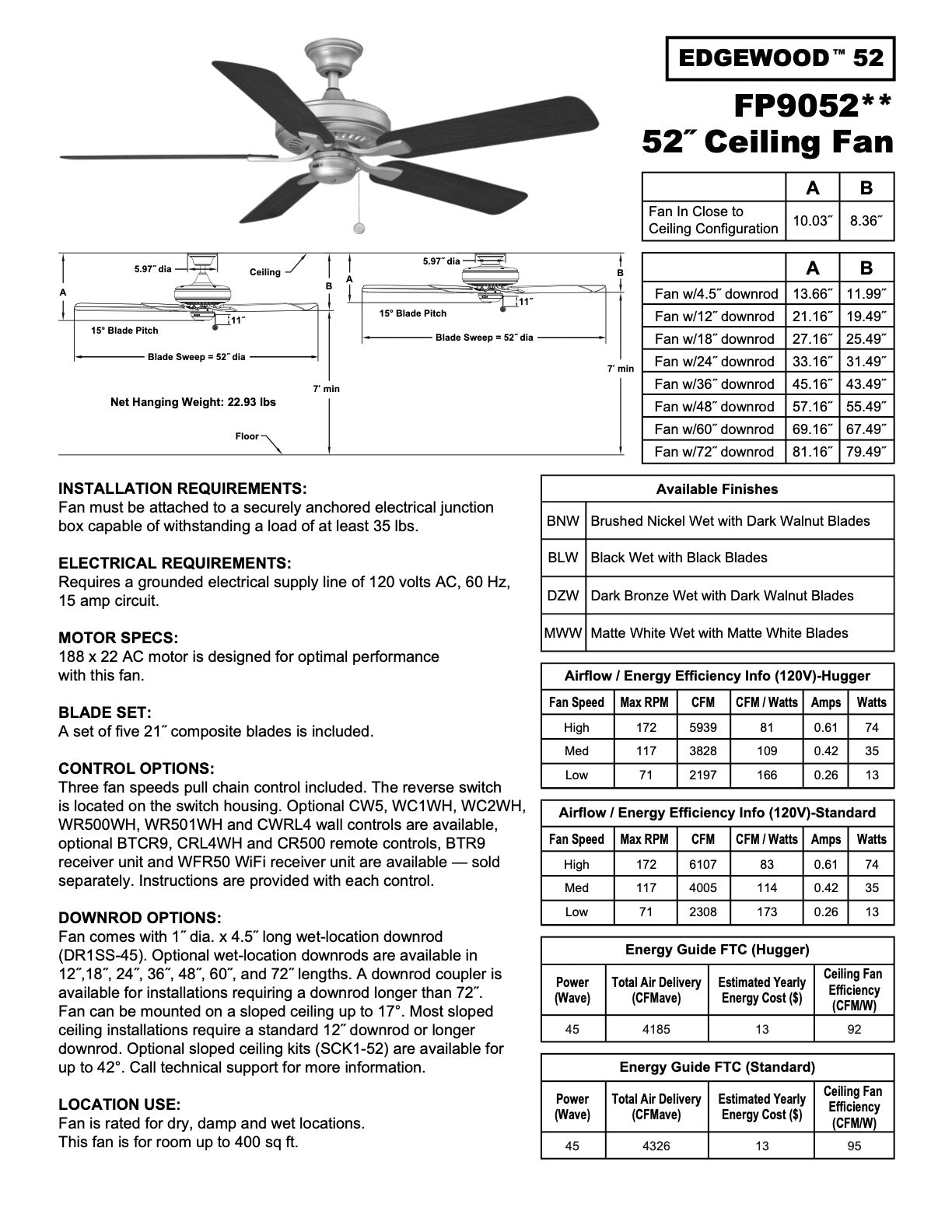 Edgewood 52" Fan