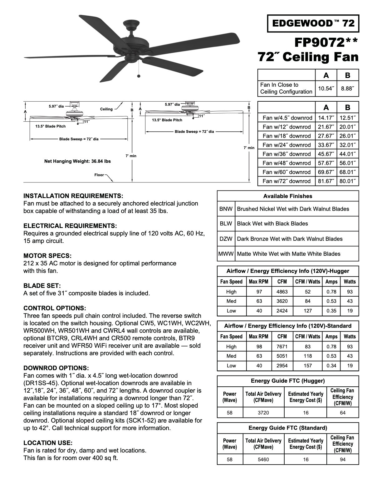 Edgewood 72" Fan