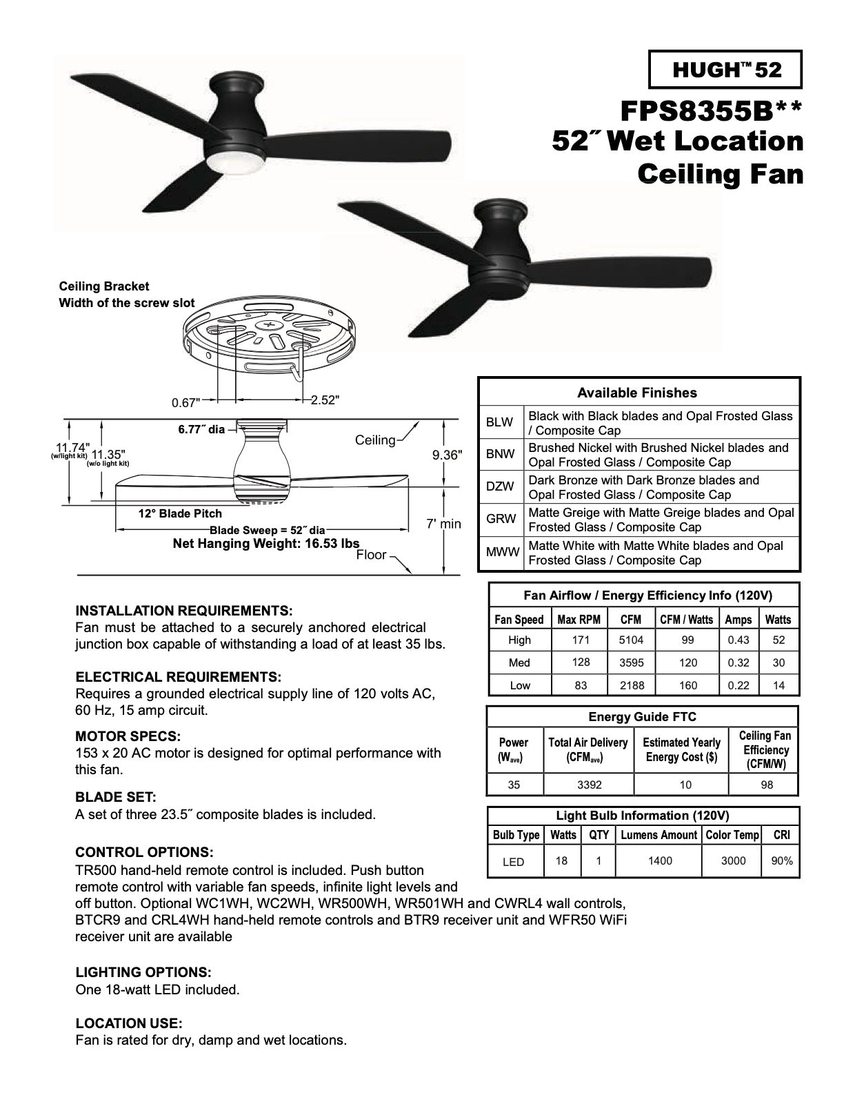 Hugh 52" Fan