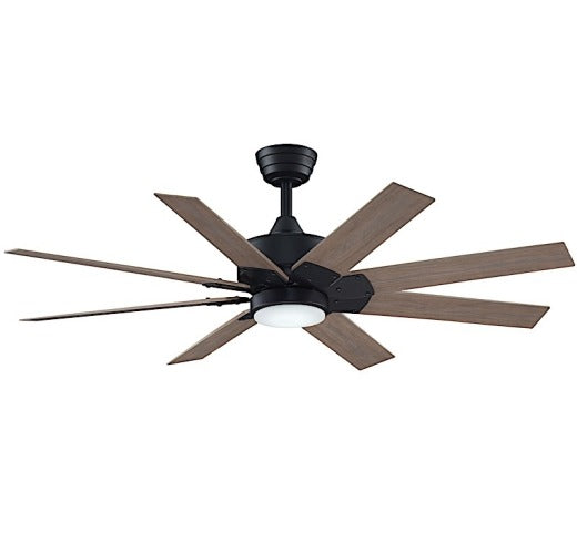 Fanimation Levon Custom 52" Ceiling Fan in Black with Washed Pine Blades and Light Kit