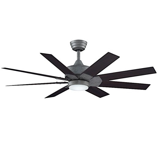 Fanimation Levon Custom 52" Ceiling Fan in Galvanized with Dark Walnut Blades and Light Kit