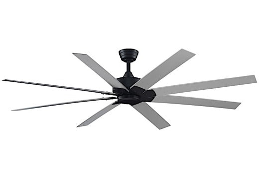 Fanimation Levon Custom 72" Ceiling Fan in Black with Brushed Nickel Blades