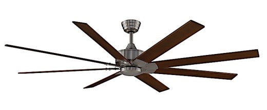 Fanimation Levon Custom 72" Ceiling Fan in Brushed Nickel with Dark Walnut Blades