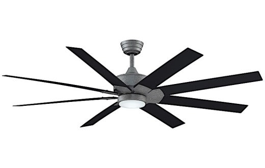 Fanimation Levon Custom 72" Ceiling Fan in Galvanized with Black Blades and Light Kit