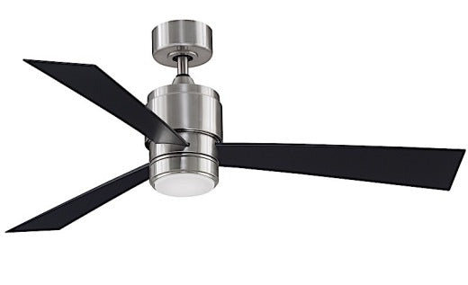 Fanimation Zonix Custom 52" Ceiling Fan in Brushed Nickel with Black Blades and LED Light Kit
