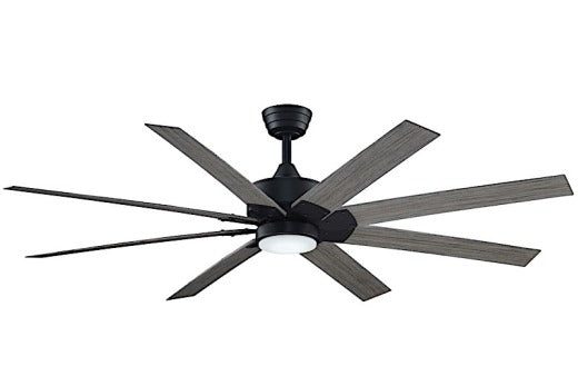 Fanimation Levon Custom 72" Ceiling Fan in Black with Weathered Wood Blades and Light Kit