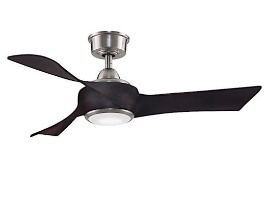 Fanimation Wrap 44" Ceiling Fan in Brushed Nickel with Dark Walnut Blades and Light Kit
