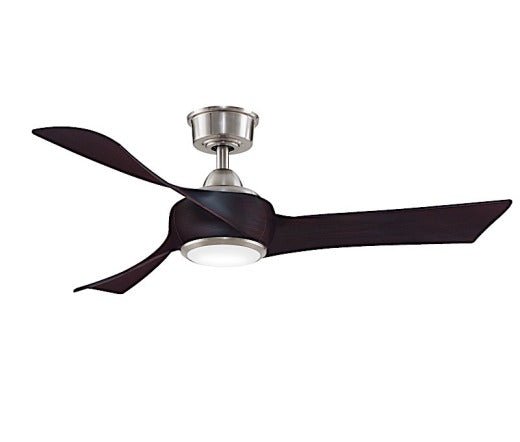 Fanimation Wrap 48" Ceiling Fan in Brushed Nickel with Dark Walnut Blades and Light Kit