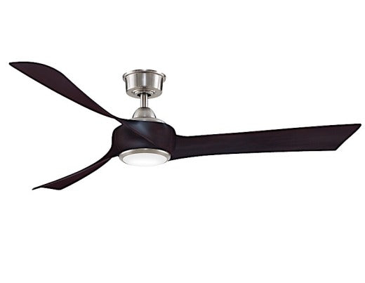 Fanimation Wrap 60" Ceiling Fan in Brushed Nickel with Dark Walnut Blades and Light Kit