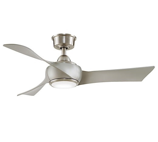 Fanimation Wrap 44" Ceiling Fan in Brushed Nickel with Natural Blades and Light Kit