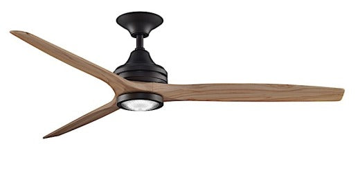 Fanimation Spitfire 60" Ceiling Fan in Dark Bronze with Natural Blades and Light Kit