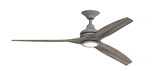 Fanimation Spitfire 60" Ceiling Fan in Galvanized Finish with Weathered Wood Blades and Light Kit