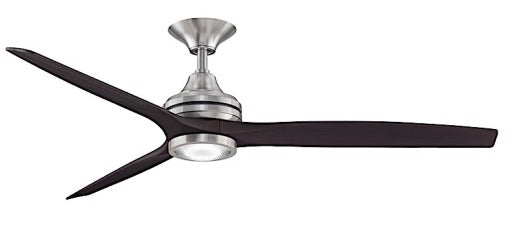 Fanimation Spitfire 60" Ceiling Fan in Brushed Nickel with Dark Walnut Blades and Light Kit