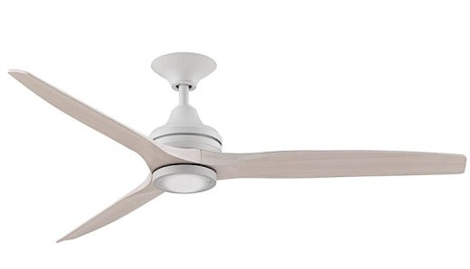 Fanimation Spitfire 60" Ceiling Fan in Matte With with Light Kit with White Washed Blades and Light Kit
