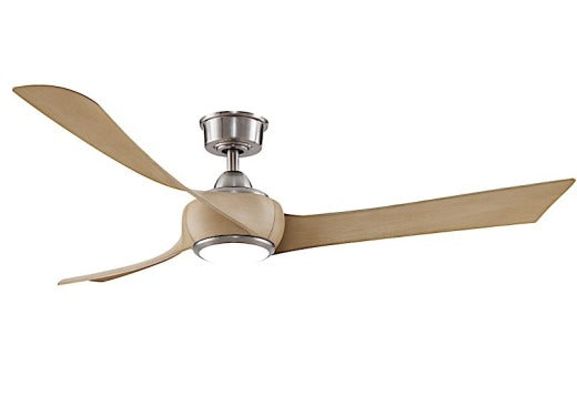 Fanimation Wrap 60" Ceiling Fan in Brushed Nickel with Natural Blades and Light Kit