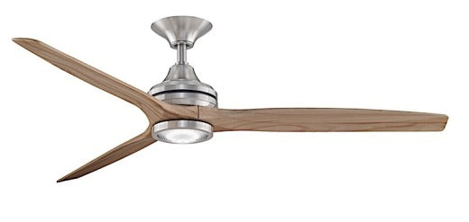 Fanimation Spitfire 60" Ceiling Fan in Brushed Nickel with Natural Blades and Light Kit