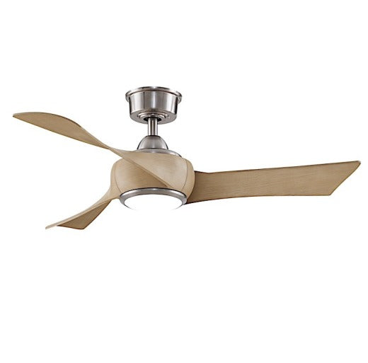 Fanimation Wrap 44" Ceiling Fan in Brushed Nickel with Natural Blades and Light Kit
