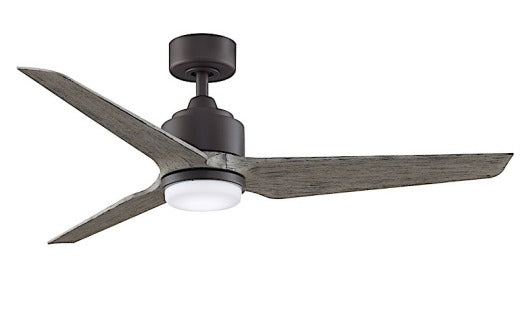 Fanimation TriAire Custom 52" Ceiling Fan in Matte Greige with Weathered Wood Blades with Light Kit