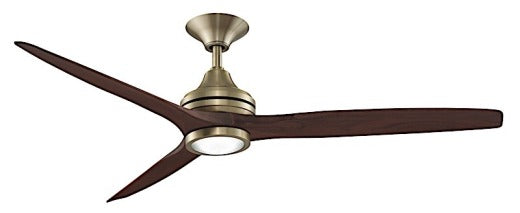 Fanimation Spitfire 60" Ceiling Fan in Brushed Satin Brass with Whiskey Blades and Light Kit