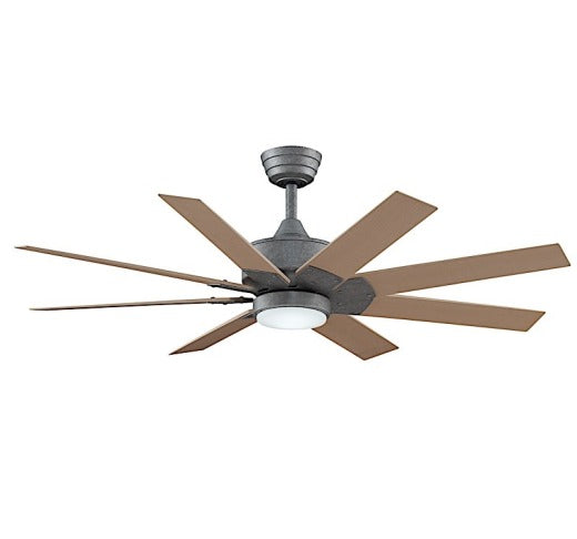 Fanimation Levon Custom 52" Ceiling Fan in Galvanized with Natural Blades and Light Kit