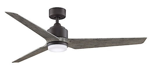 Fanimation TriAire Custom 60" Ceiling Fan in Matte Greige with Weathered Wood Blades with Light Kit