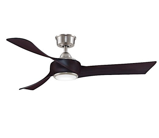 Fanimation Wrap 52" Ceiling Fan in Brushed Nickel with Dark Walnut Blades and Light Kit