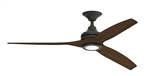 Fanimation Spitfire 60" Ceiling Fan in Black with Whiskey Blades and Light Kit