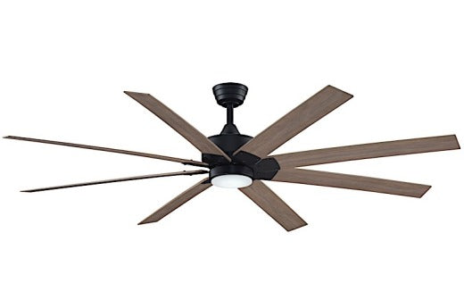 Fanimation Levon Custom 72" Ceiling Fan in Black with Washed Pine Blades and Light Kit