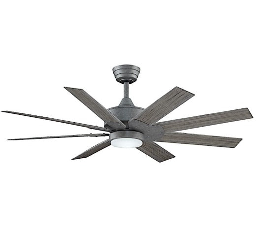 Fanimation Levon Custom 52" Ceiling Fan in Galvanized with Weathered Wood Blades and Light Kit