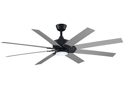 Fanimation Levon Custom 72" Ceiling Fan in Black with Brushed Nickel Blades and Light Kit