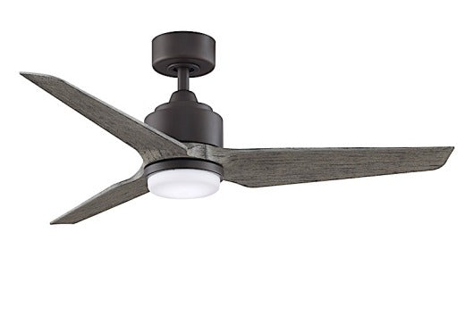 Fanimation TriAire Custom 44" Ceiling Fan in Matte Greige with Weathered Wood Blades with Light Kit 