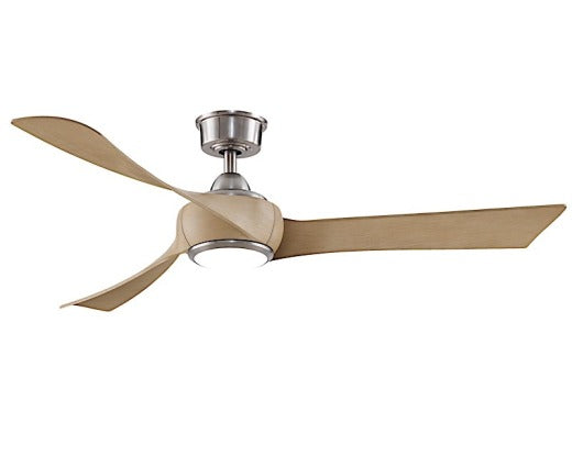 Fanimation Wrap 56" Ceiling Fan in Brushed Nickel with Natural Blades and Light Kit