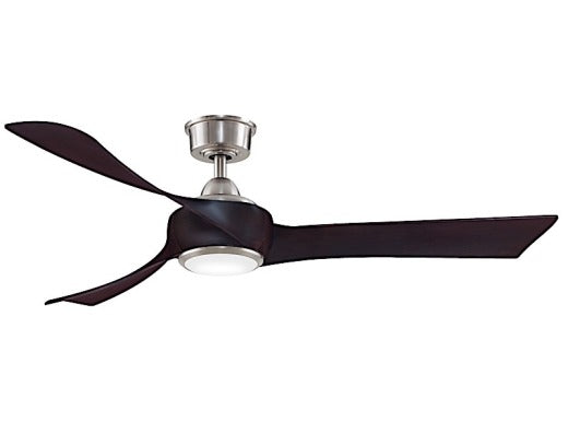 Fanimation Wrap 56" Ceiling Fan in Brushed Nickel with Dark Walnut Blades and Light Kit