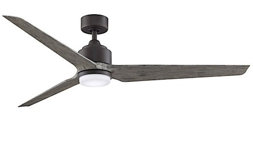 Fanimation TriAire Custom 64" Ceiling Fan in Matte Greige with Weathered Wood Blades with Light Kit