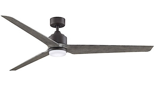 Fanimation TriAire Custom 72" Ceiling Fan in Matte Greige with Weathered Wood Blades with Light Kit